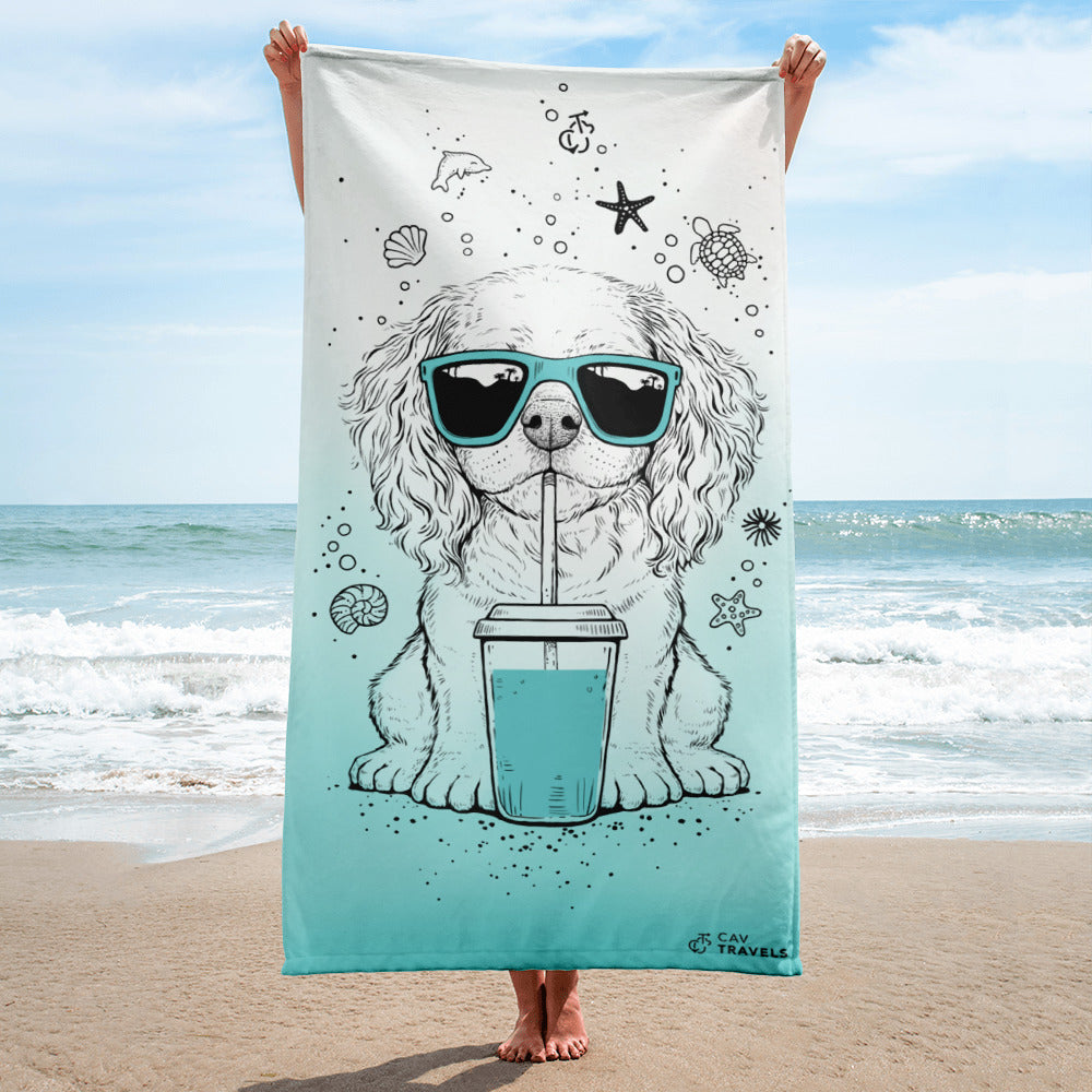 Cavs & Chill Beach Towel (Cavalier King Charles Spaniel)