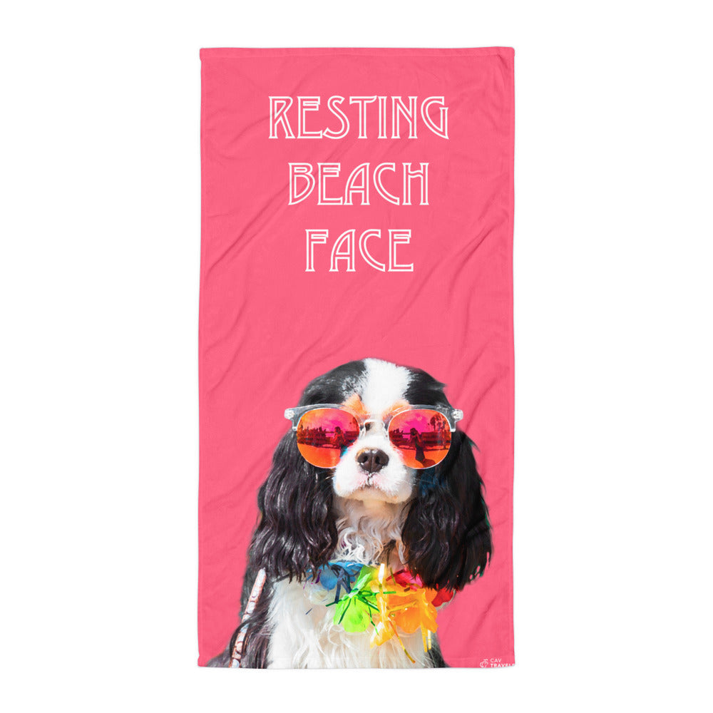 Beach Towel with a Cavalier Design - Pink