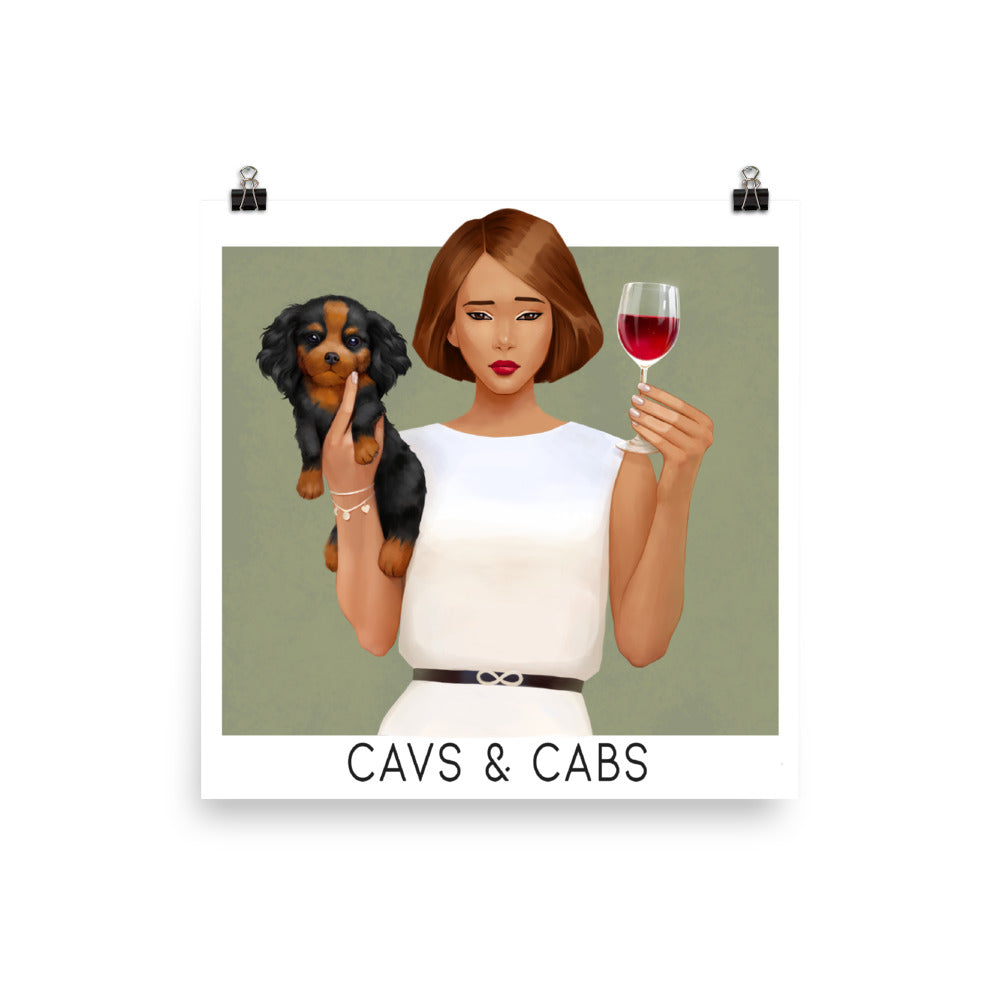 Cavs & Cabs Poster -  Black & Tan