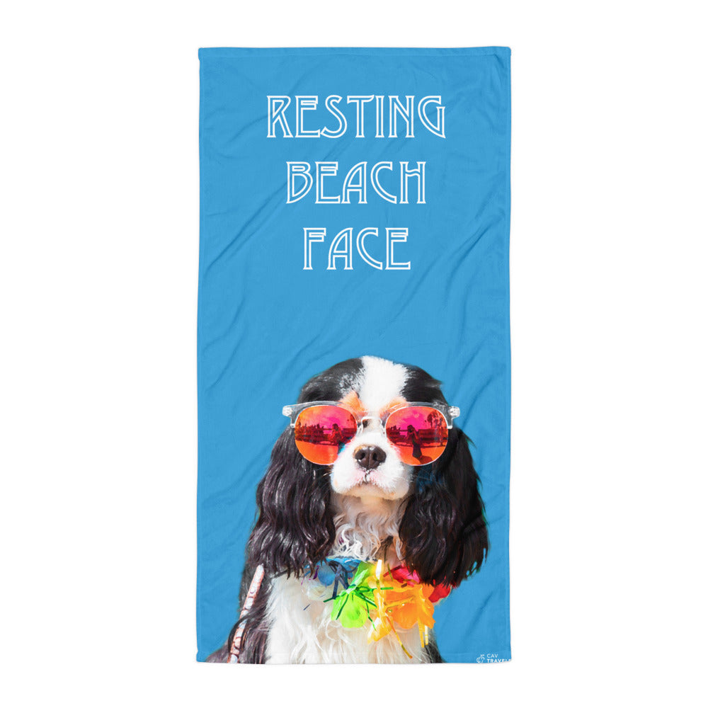 Beach Towel With a Cavalier Design - Blue