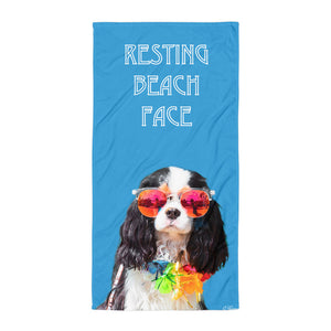 Beach Towel With a Cavalier Design - Blue