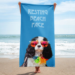 Beach Towel With a Cavalier Design - Blue